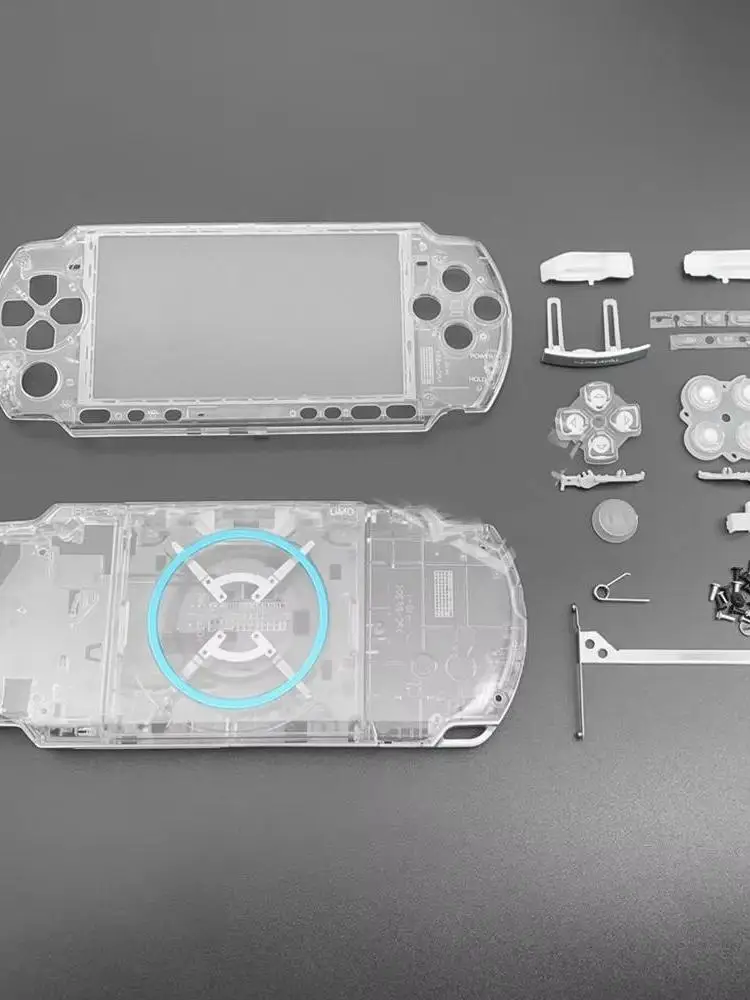 Przezroczysty, pełny zestaw ochronny z przyciskami, śrubami i zamiennymi obudowami, kompletny zestaw do PSP3000 wersja 03. — zdjęcie produktu 7