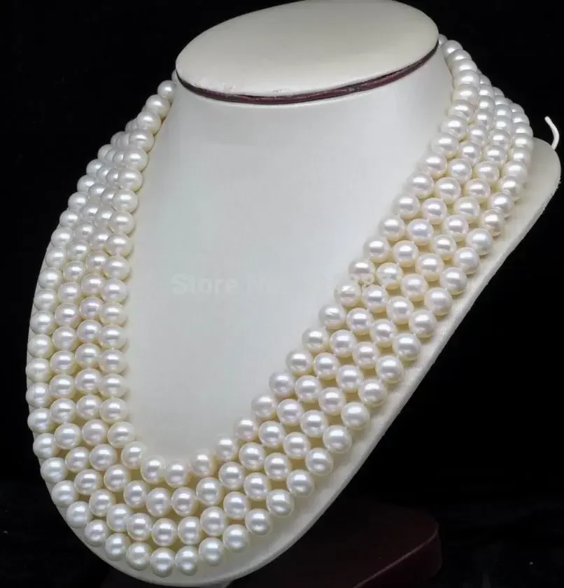 wholesale good Fine jewelry 4-Strand 7-8MM AAA+ White Pearl Necklaces (inch17inch18inch 19inch 20inch)