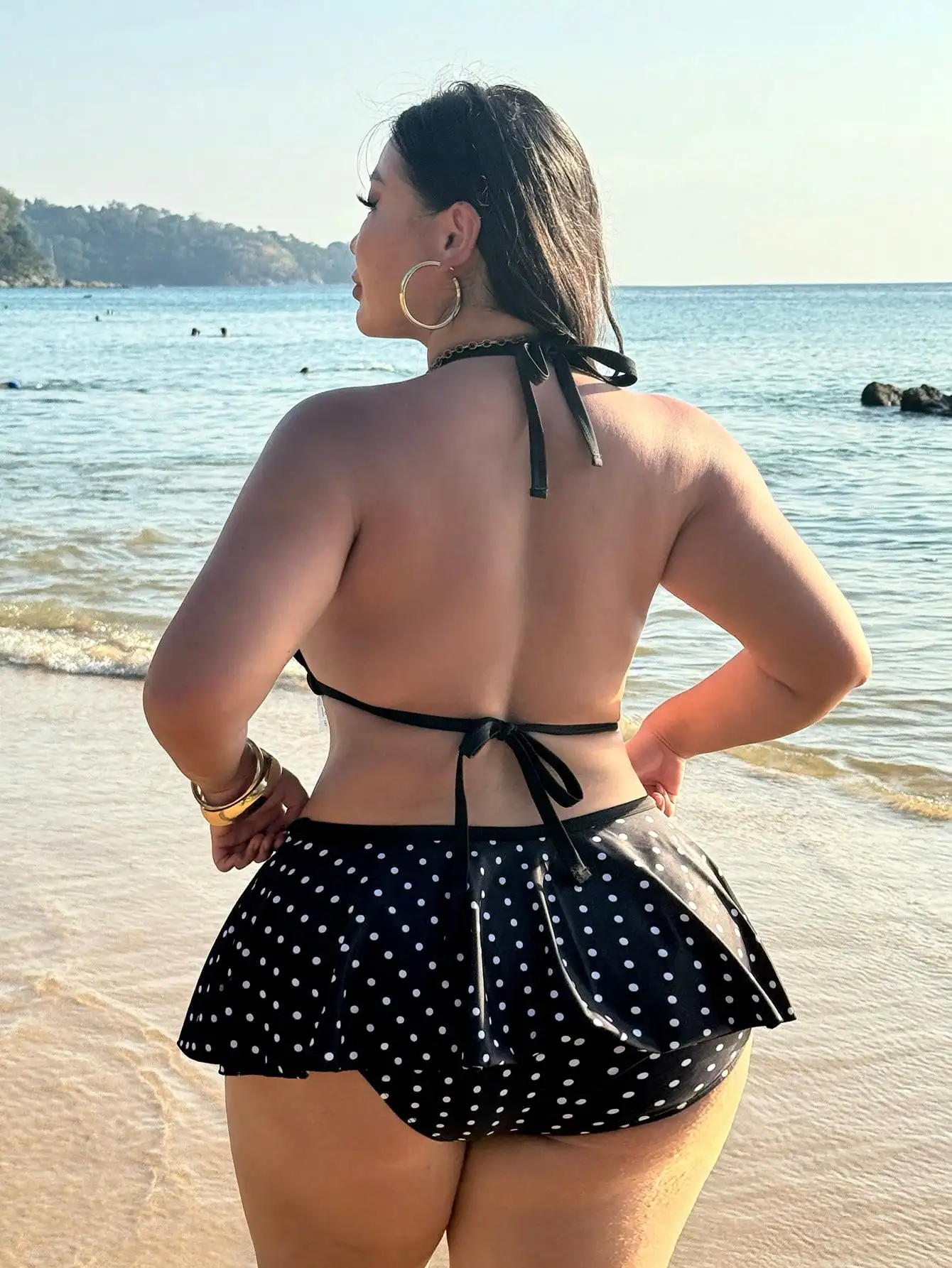 

Plus Size Polka Dot Ruffle Bikini Set For Women Sexy Beach Swimwear