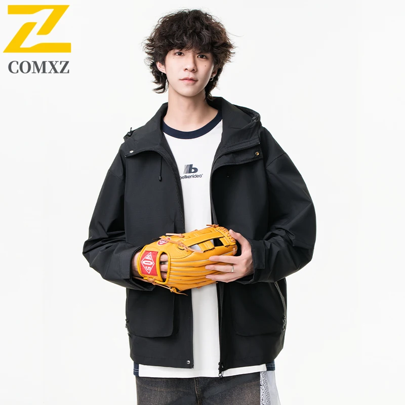 

2025 men's waterproof and windproof hiking jacket outdoor sports hooded breathable lightweight jacket suitable for hiking trips