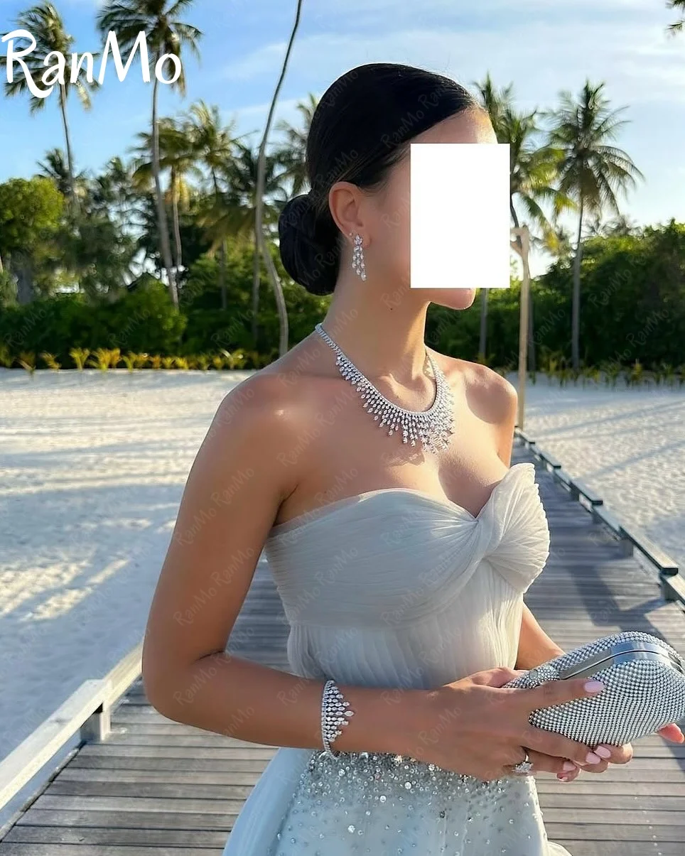 Ranmo 2025 encantador personalizado de alta calidad tul plisado A-line Sweetheart vestidos largos vestidos de graduación clásico exquisito moderno nuevo