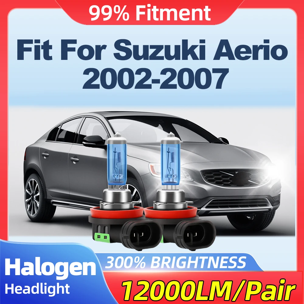 Fit For Suzuki Aerio 2002 2003 2004 2005 2006 2007 12000LM Halogen Headlight Bulbs 100W Auto Fog Lamps 6500K 12V Car Lights