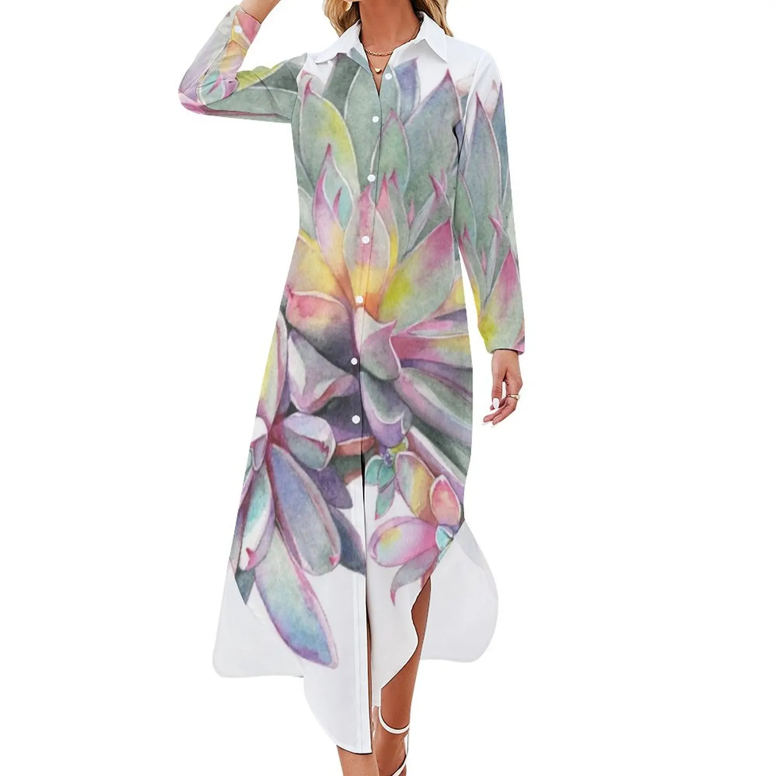 

Succulent #2 Long Sleeved Shirt Dress summer dresses women 2024 evening dresses luxury 2024