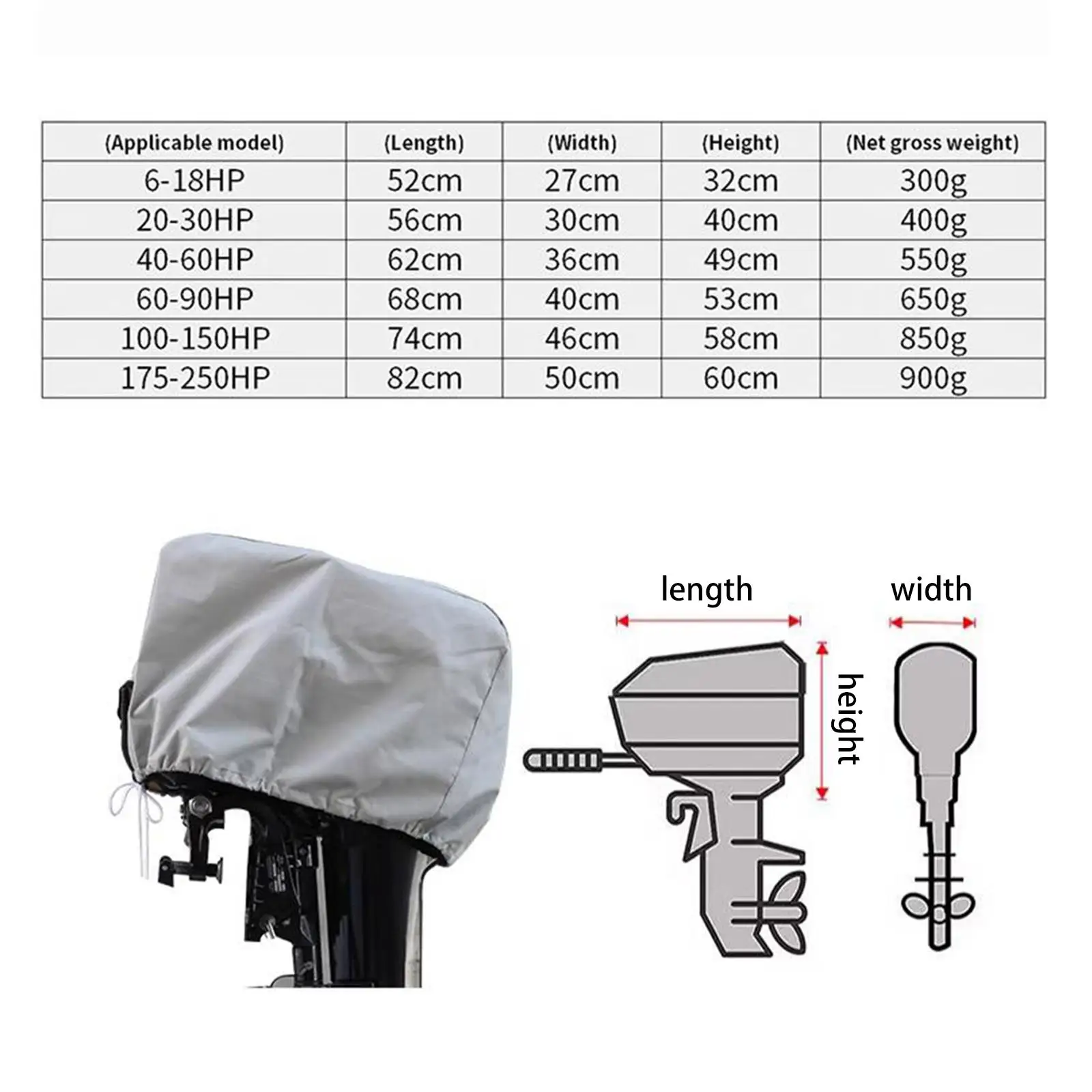 Outboard Motor Cover Waterproof Durable Oxford Cloth PVC Heavy Duty Portable