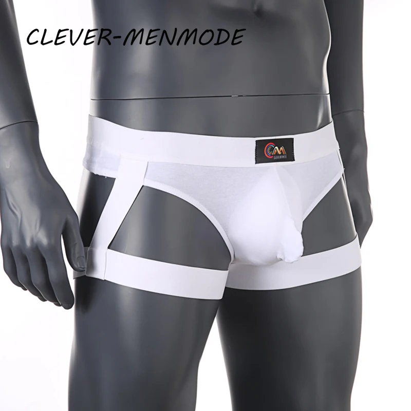 Men Low Waist  Elastic Harness Belts with Jockstrap Thongs Underpants U Convex Sexy Lingerie T-Back Underwear Panties