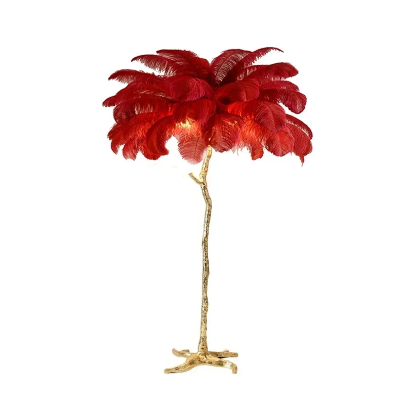 Nordic Feather Vloerlamp Licht Luxe Internet Celebrity Struisvogel Ins Live-uitzending Kamerdecoratie Sfeer Tafel Roomdecor