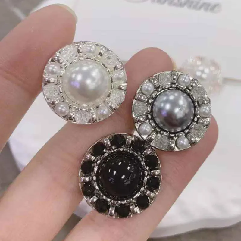 6 stücke 18/23mm Luxus Perle Einstellung Tasten DIY Runde Metall Knöpfe Handgenähte Knöpfe Mantel Kleid Kleidung zubehör 2025 Neue – Detail 6