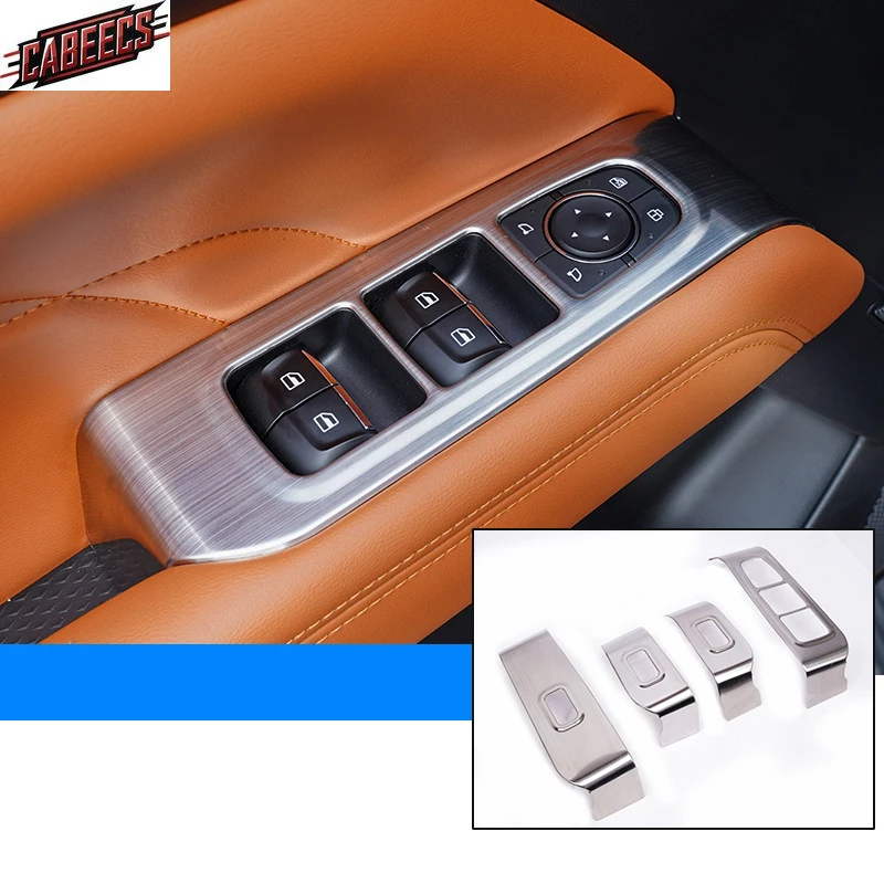 

For Haval H9 II 2024 2025 2nd Gen Car Stainlesss Steel Glass Lift Switch Panel Protection Sticker Door Armrest Patch Accessories