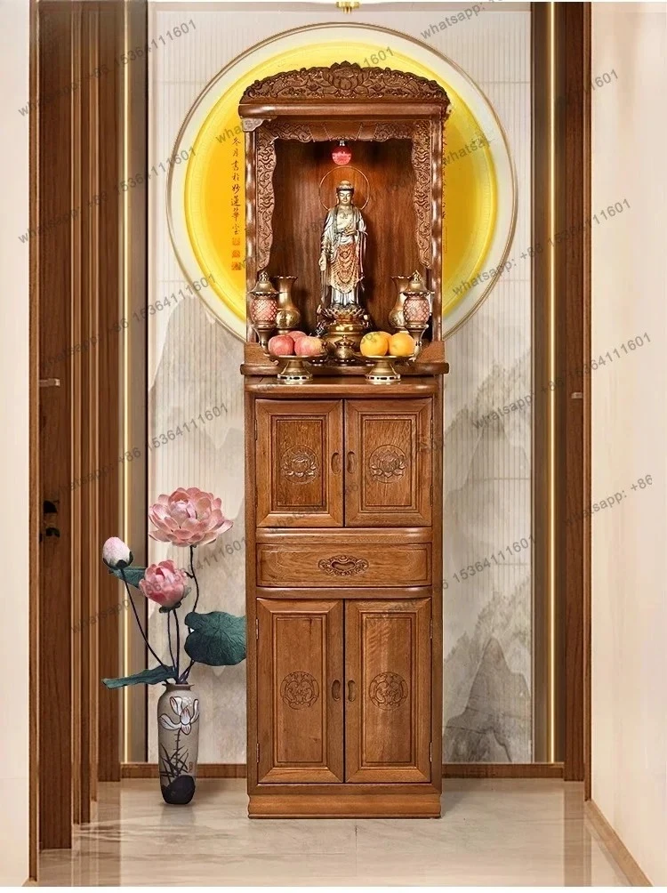 yj9 Fragrant pear solid wood Buddhist shrine New Chinese vertical cabinet Household economical shrine
