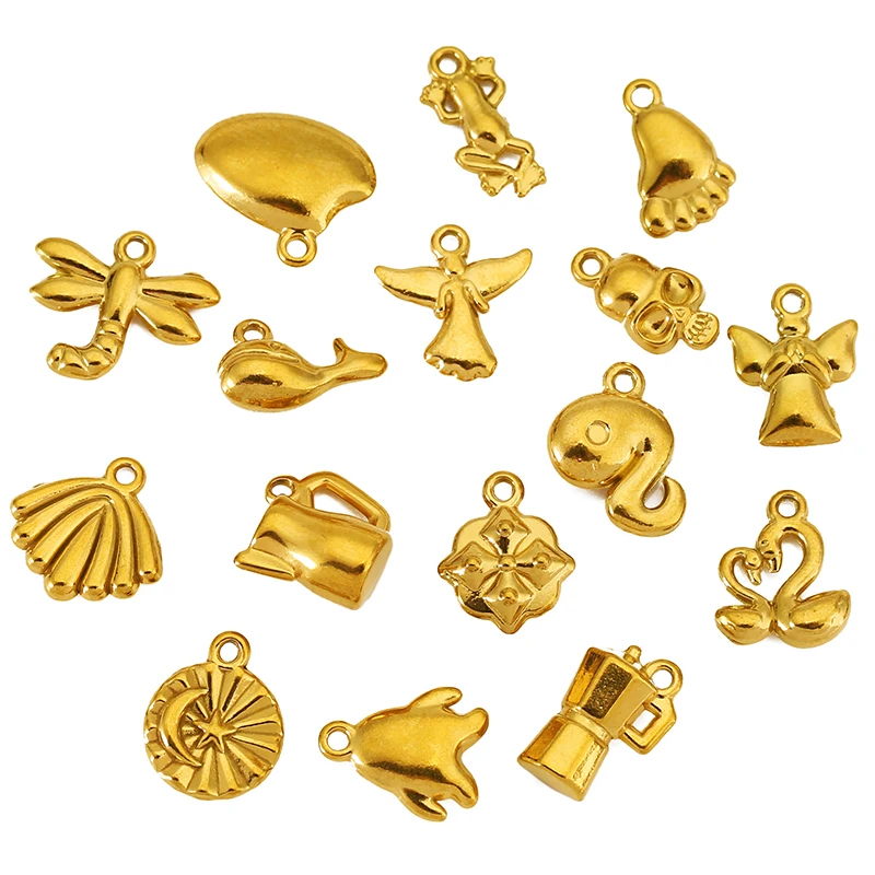 5pcs Stainless Steel Dragonfly Feet Penguin Angel Frog Pendant for DIY Necklace Earring Making Fashion Jewelry Charms Products