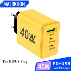 PD 40W USB Charger Fast Charger Type C Mobile Phone Chargers Quick Charger 3.0 For Iphone 14 15 16 Pro Max Xiaomi Samsung Huawei