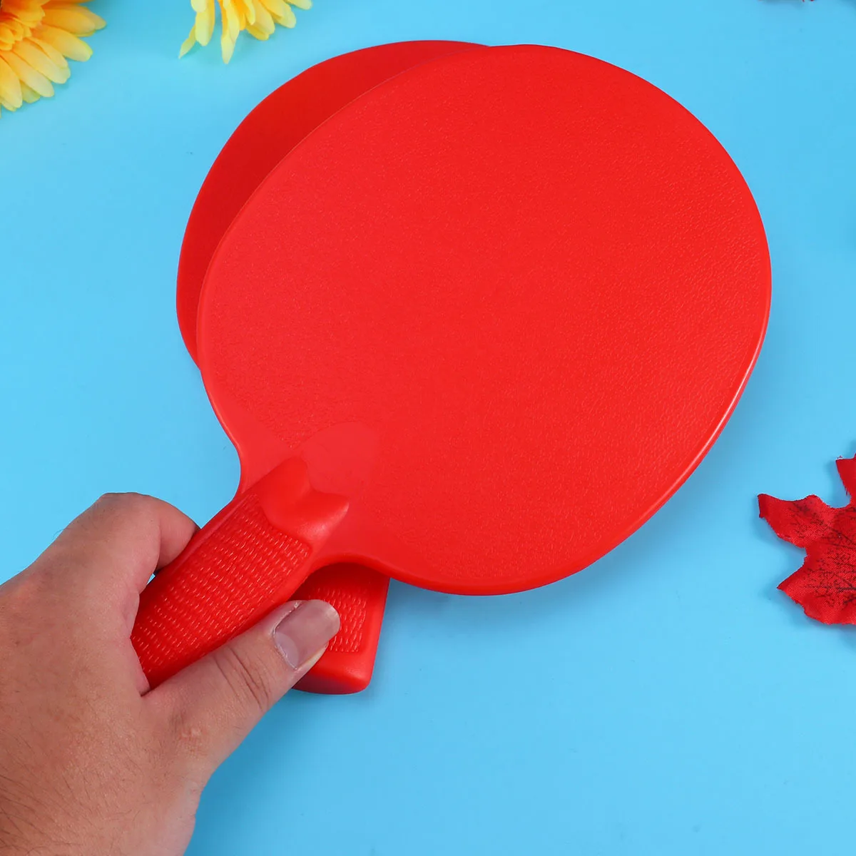 

1Pair Plastic Table Tennis Racket for Kids Elastic Wear-Resistant Paddle Bat Beginner Practice Red Plastic Racket