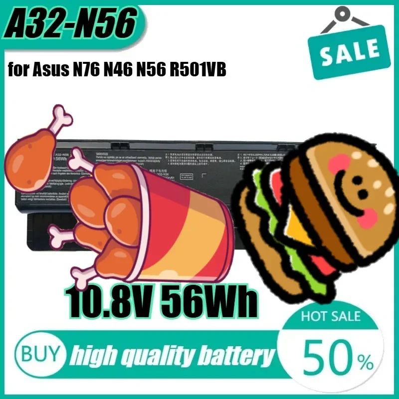 

10.8V 56Wh A32-N56 Laptop Battery for Asus N76 N46 N56 R501VB R701VB R401VB G56JK G56JR