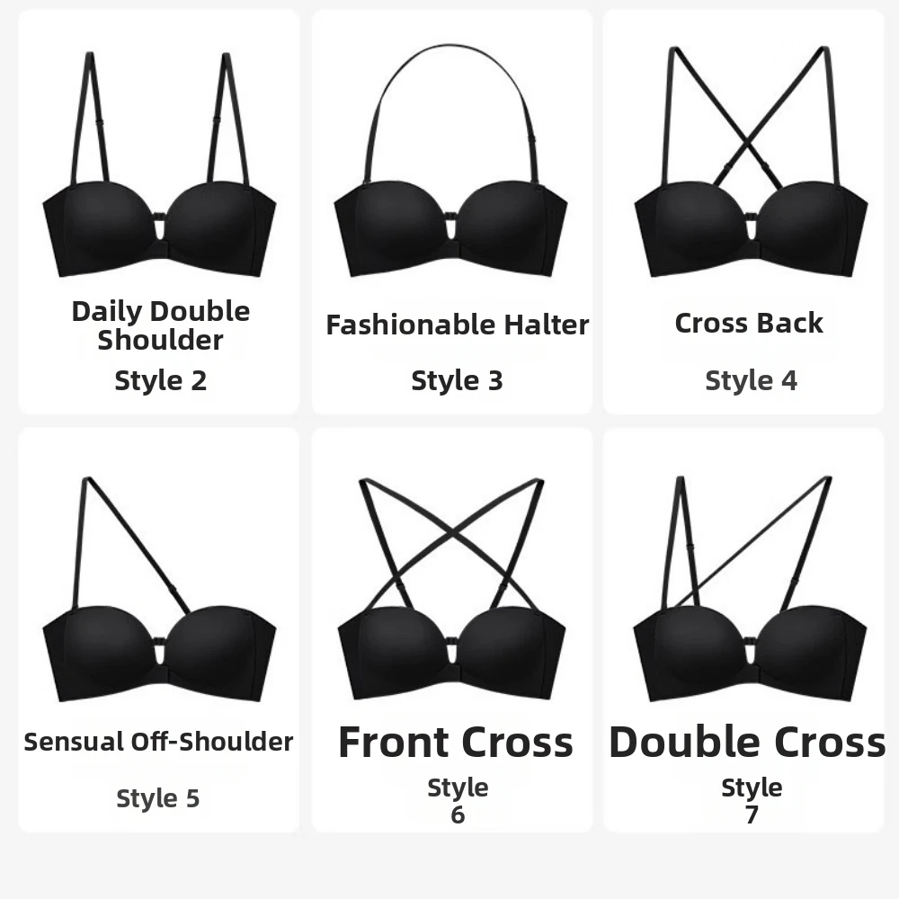 Supportive Strapless Women Seamless Bras Wireless Thick Soft Deep V Bra Front Buckle Invisible Push Up Bras Dress