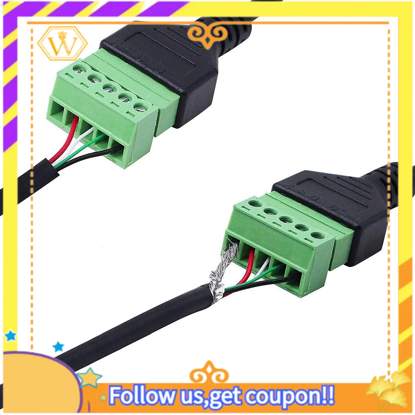 A01K-2X RJ45 Screw Terminal Connector Cable RJ45 Male To 8 Pin Extension Cable Lead For Cat5/6/7 Ethernet