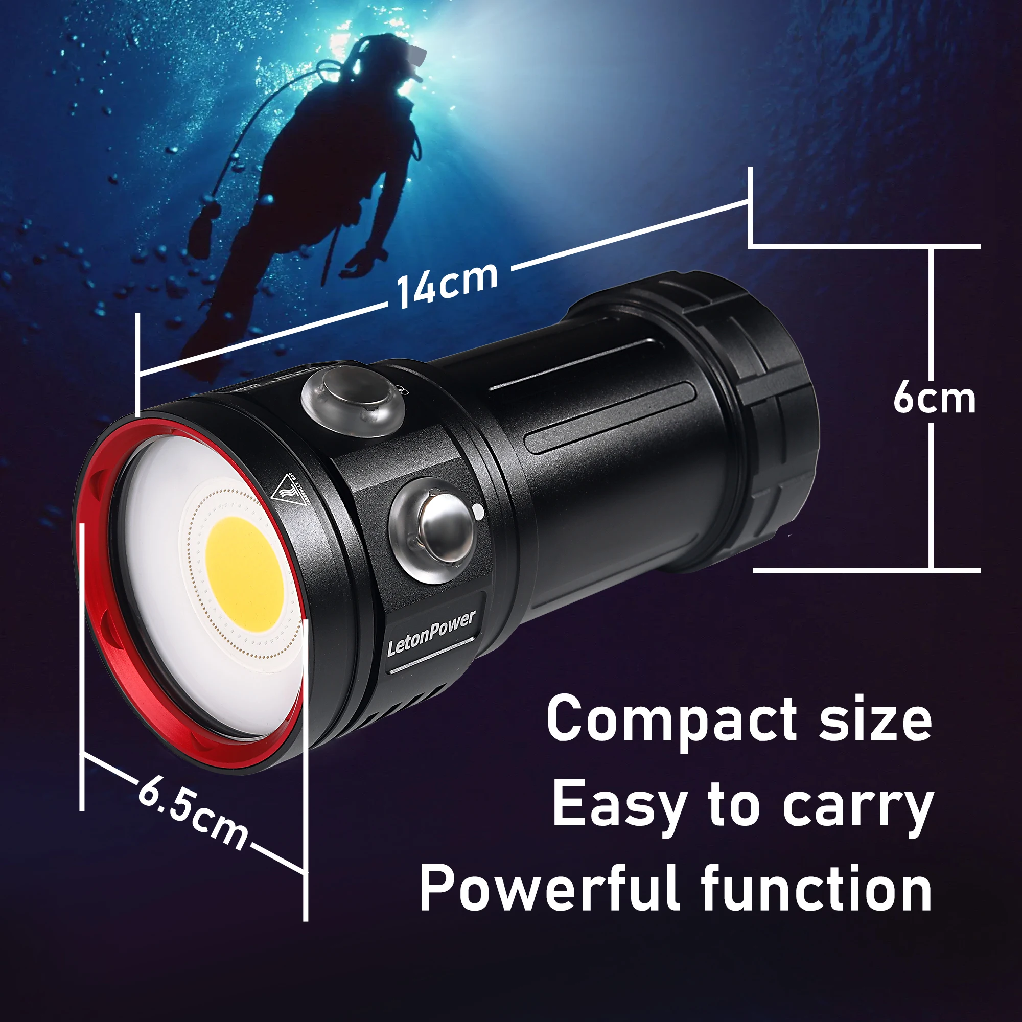 LetonPower Diving Flashlight 18000Lumens rechargeabl Underwater Lighting 100m Waterproof Torch For Photography Video Fill Light