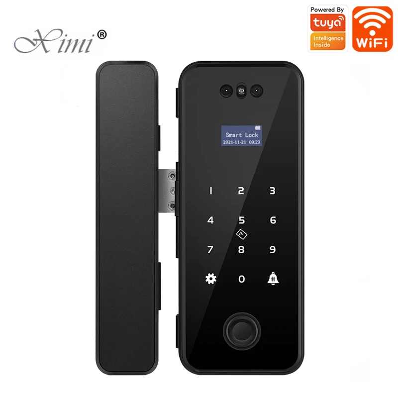 

3D AI Face Recognition Smart Door Lock Fingerprint IC Card Password Glass Door Lock WIFI Tuya APP Smart Management With Key