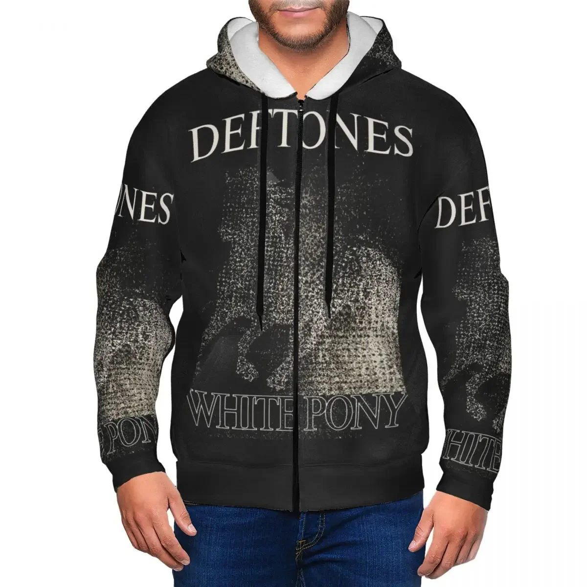 

Винтажная толстовка на молнии с металлической лентой Deftones, белый альбом пони, пуловер в стиле Харадзюку, осенне-зимний свитшот, топы с длинными рукавами