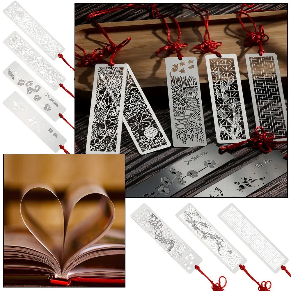 Metal School Chinese Style Red Knot Metal Bookmarks Stainless Steel Bookmarks Kids Students Gift