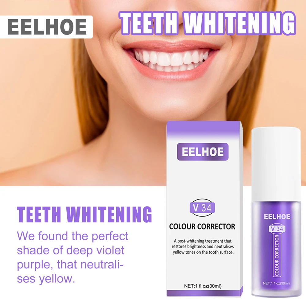 Teeth Colour Corrector Herbal Teeth Whitening Toothpaste Pump Type Whitener Colour Corrector Teeth Care for Adults 30ml Herbal