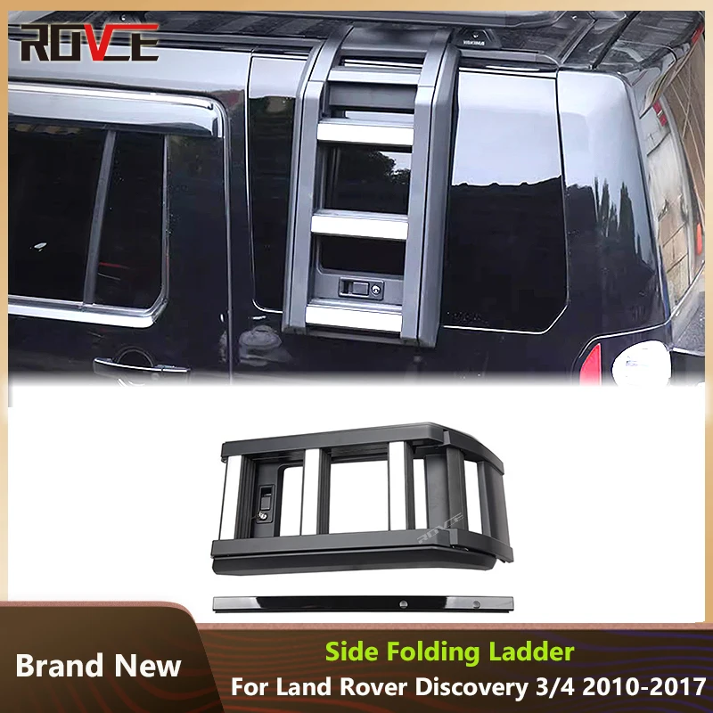 ROVCE Aluminum Alloy Side Folding Ladder For Land Rover Discovery 4 3 LR4 2010-2016 Climbing Ladder High Quality