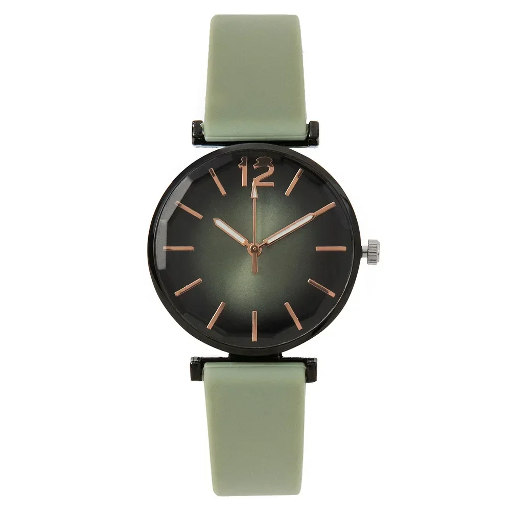 Watches for Women Ladies Sports Simple Dial Quartz Watch Casual Hot Sale Green Silicone Strap Women Clock Dress Wristwatches