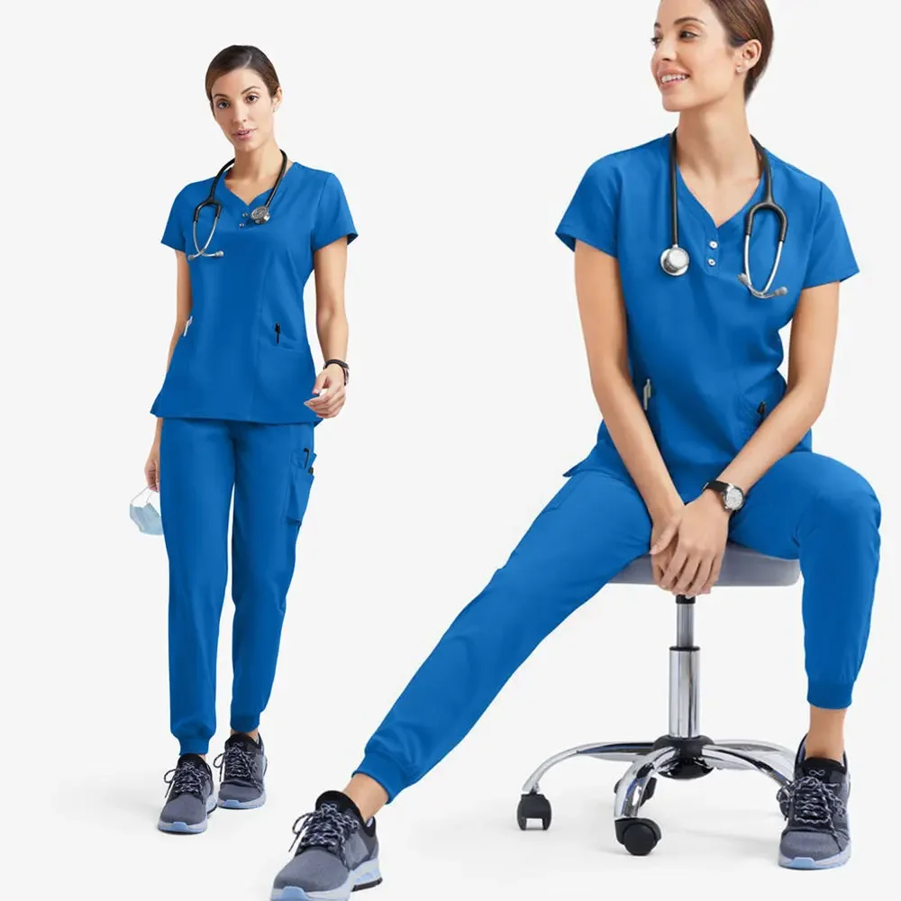 Multicolor Scrubs Uniform Nursing Uniform Short Sleeve Tops+Pants Women Pet Shop Doctor Scrub Medical Surgery Workwear Scrub Set