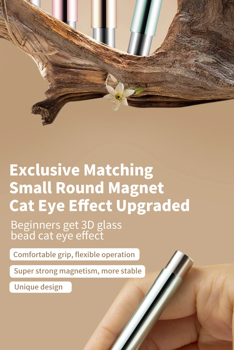 Cat Eye Nail Art Magnetisches Werkzeug Zylindrischer Stick mit Kugelmagnet Maniküre-Zubehör für Glasperleneffekte Passend für UV-Gel-Nagellack – Detail 5