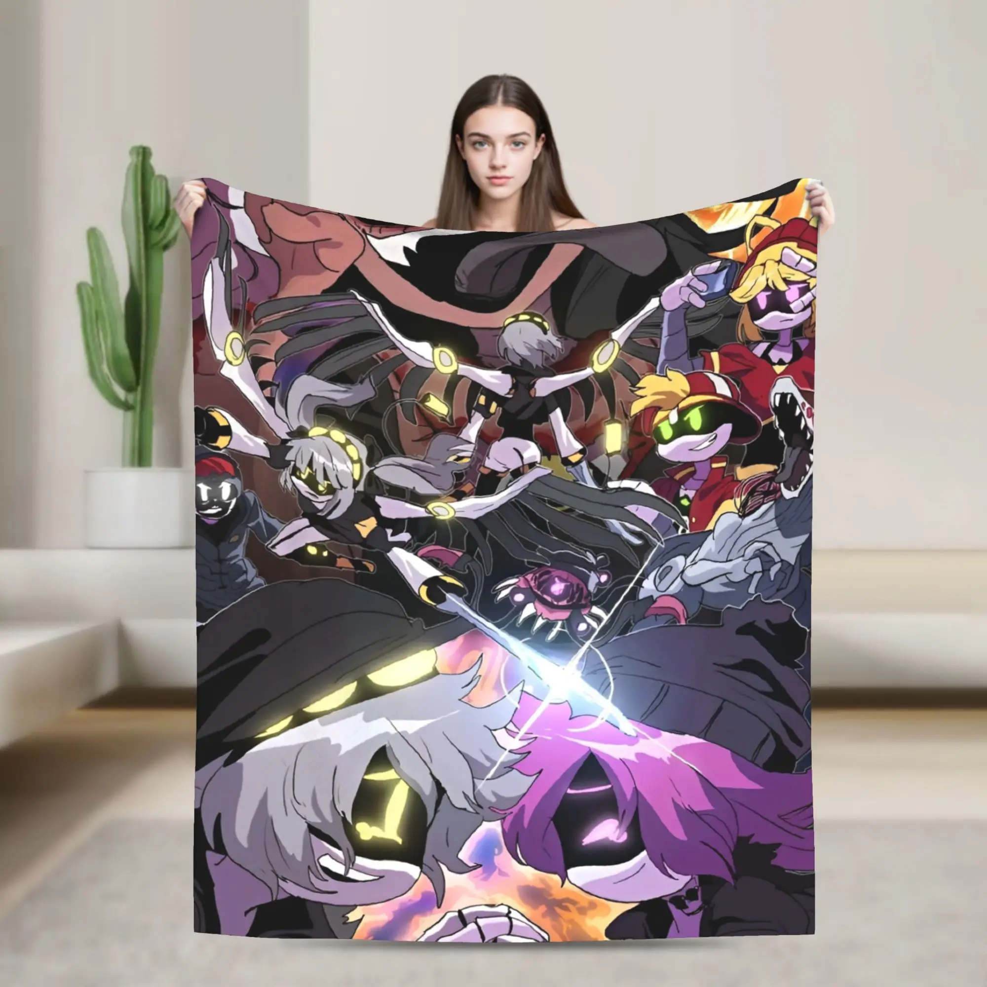 Robot Murder Drones V Uzi  Blanket  Picnic Flannel Throw Blanket For Couch Chair Sofa Bed Soft Warm Design Quality Bedspread