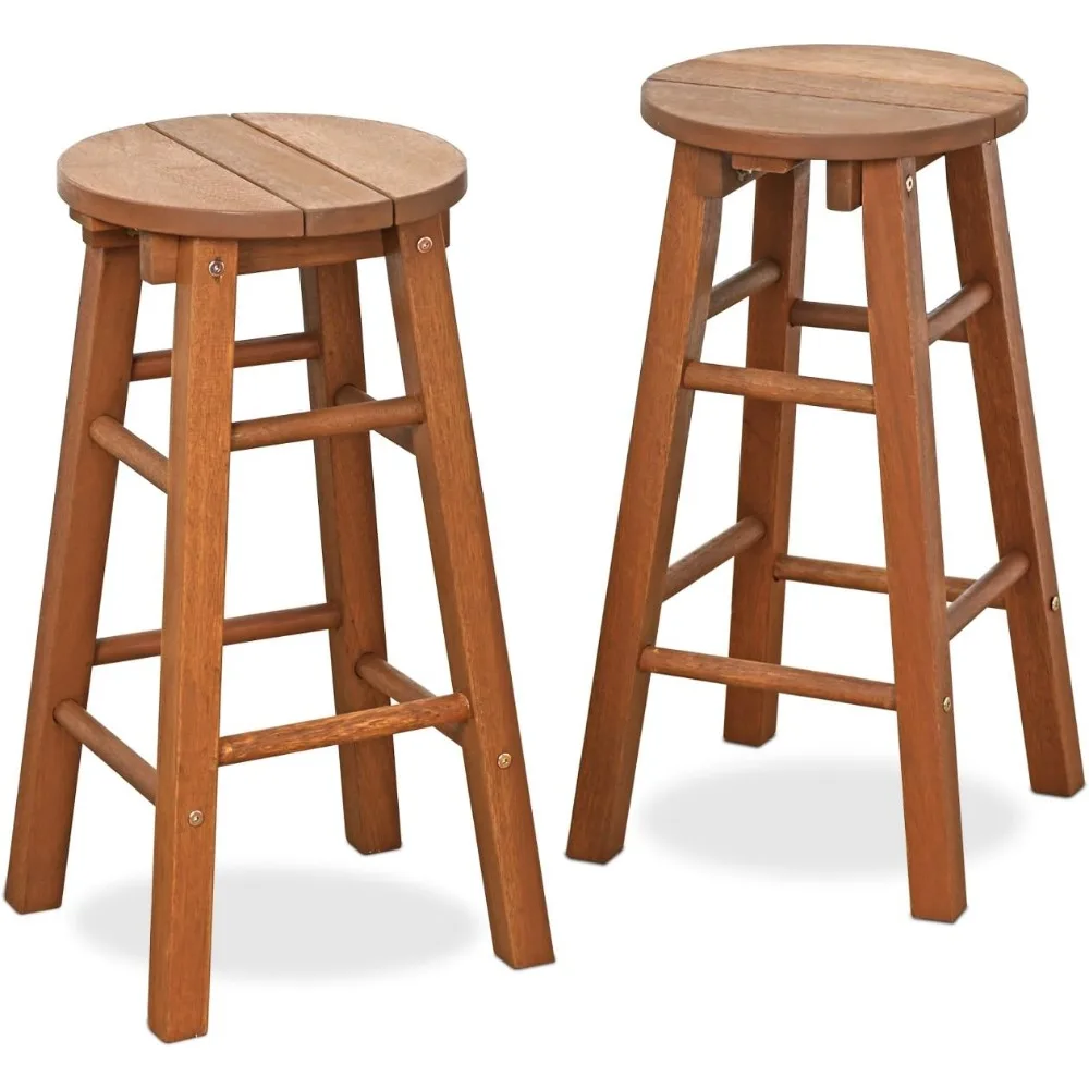 

Tioman Outdoor Hardwood Patio Furniture Promo Arch Bar Stool (Set of 2), Natural