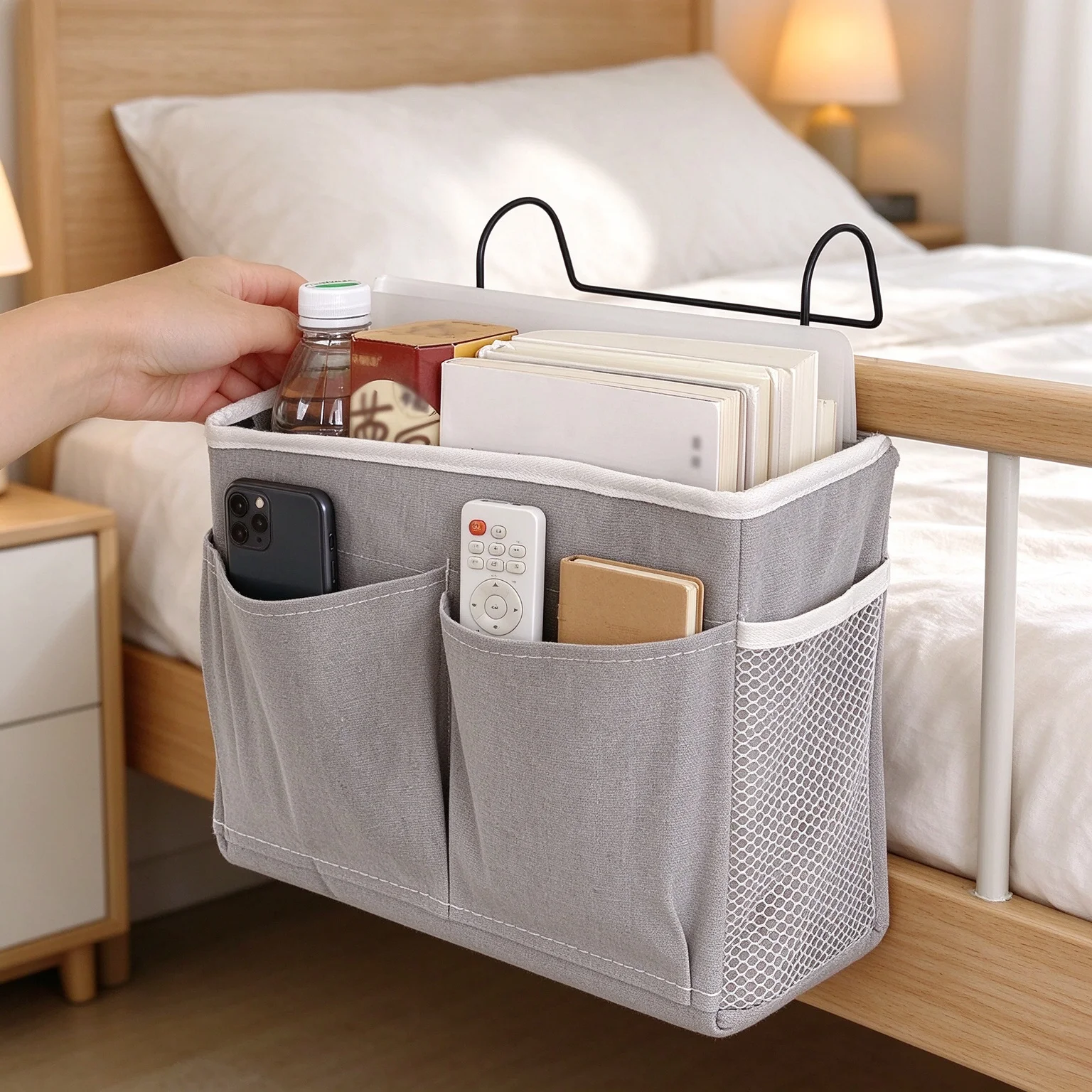 Aufbewahrungskorb, Aufbewahrungstasche, Hängetasche für das Bett im Studentenwohnheim, Korb für Kleinkram, Bettseiten-Aufbewahrungstasche