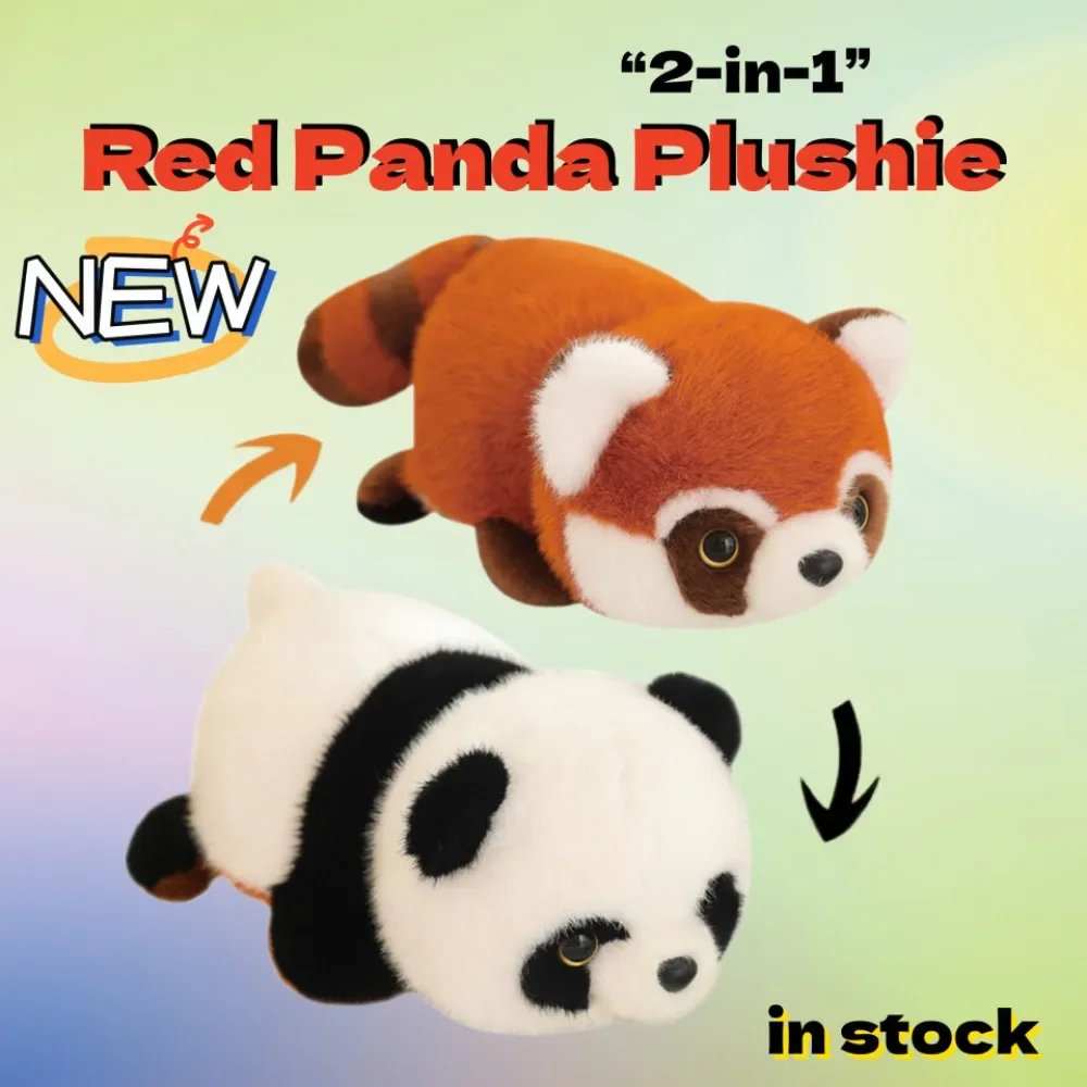 Niedlicher roter Panda, wendbares Plüschtier, sensorische Zappel-Kuscheltiere, doppelseitiges Panda-Plüschtier, wie ein echtes Geschenk für Erwachsene, Kinder, Mädchen