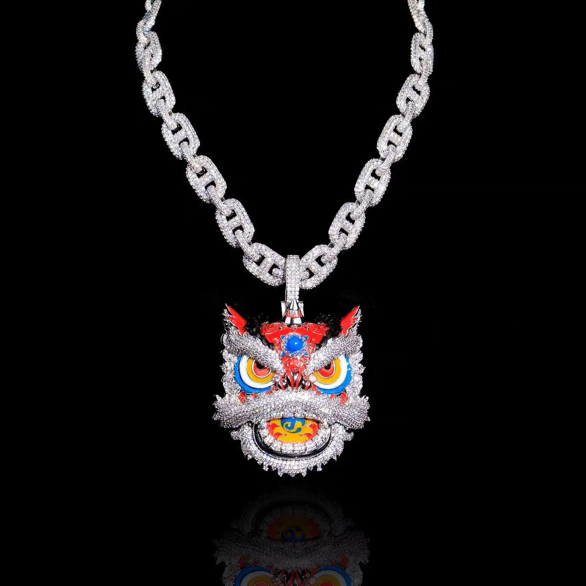 Tiktok Nightlight Rising Pendant Hip Hop Fashion National Style Handmade China-Chic Tiger Lion Necklace Unisex Charm