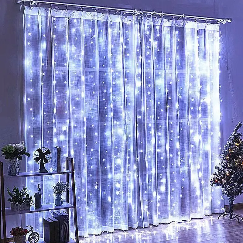 Guirnalda de luces de cortina USB, 8 modos, luz de hadas para dormitorio, decoración del hogar, decoración del Día de San Valentín