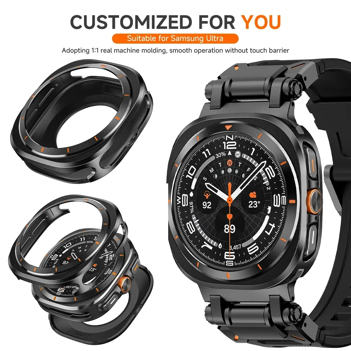 Metal Case+Silicone Strap for Samsung Galaxy Watch 7 Ultra 47mm Metal Protective Case Cover Sport Bracelet for Galaxy Ultra 47mm