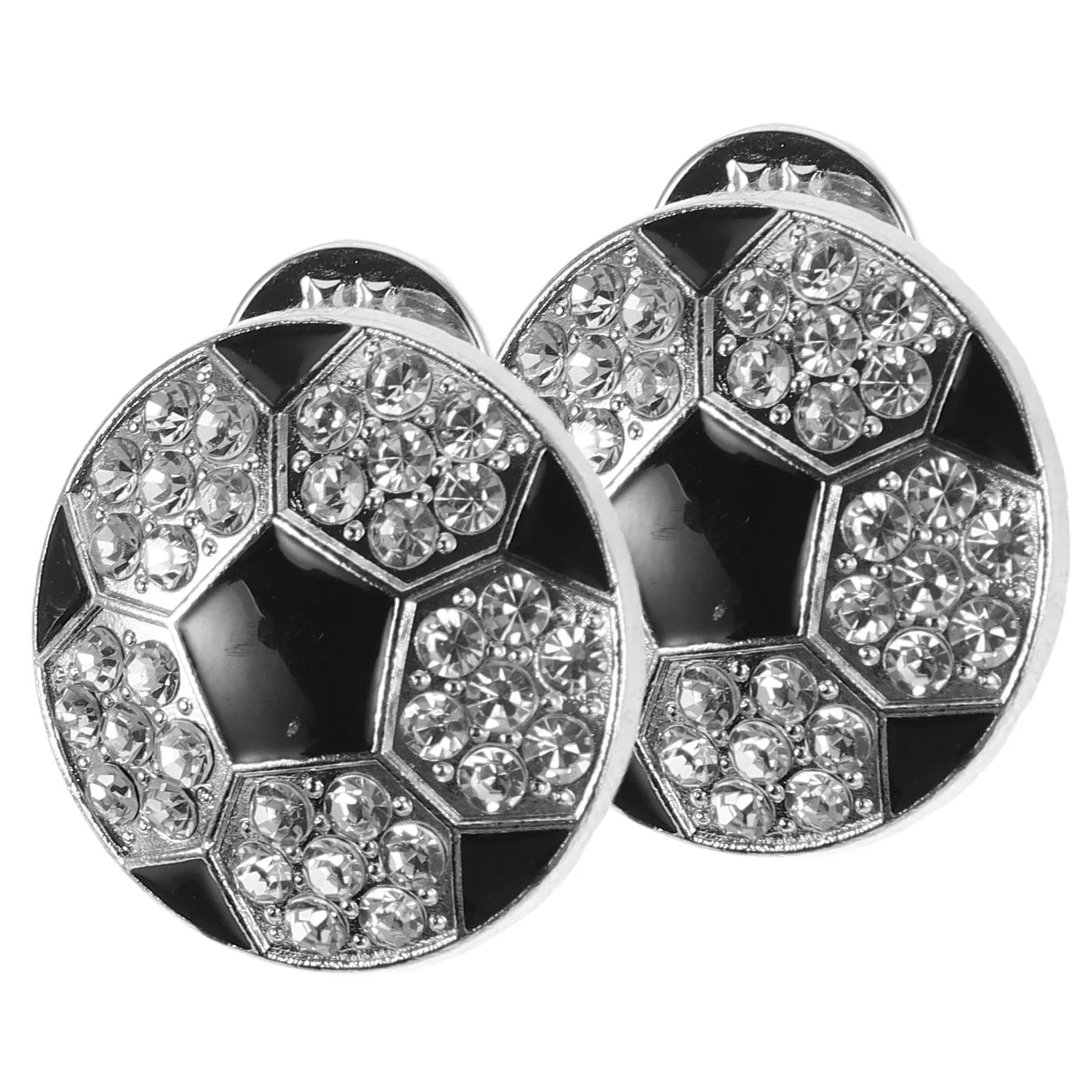 2Pcs Crystal Football Brooch Rhinestone Soccer Ball Pin Sport Lapel Badge Clip for Jackets Sweaters Soccer Party Souvenirs
