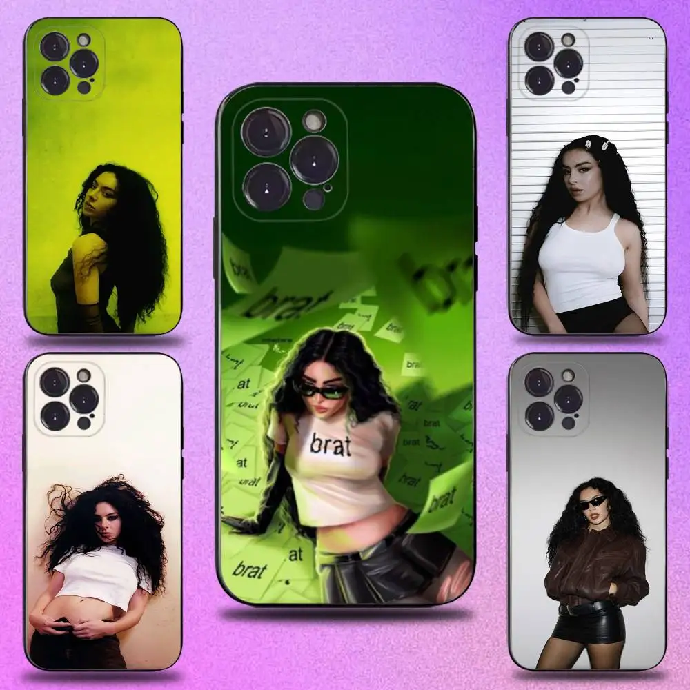 

C-Charli XCX Brat Cool Phone Case For iPhone 11,12,13,14,15,16,17,Pro,Max,Plus,E,SE4,Air,Mini Black Soft Cover