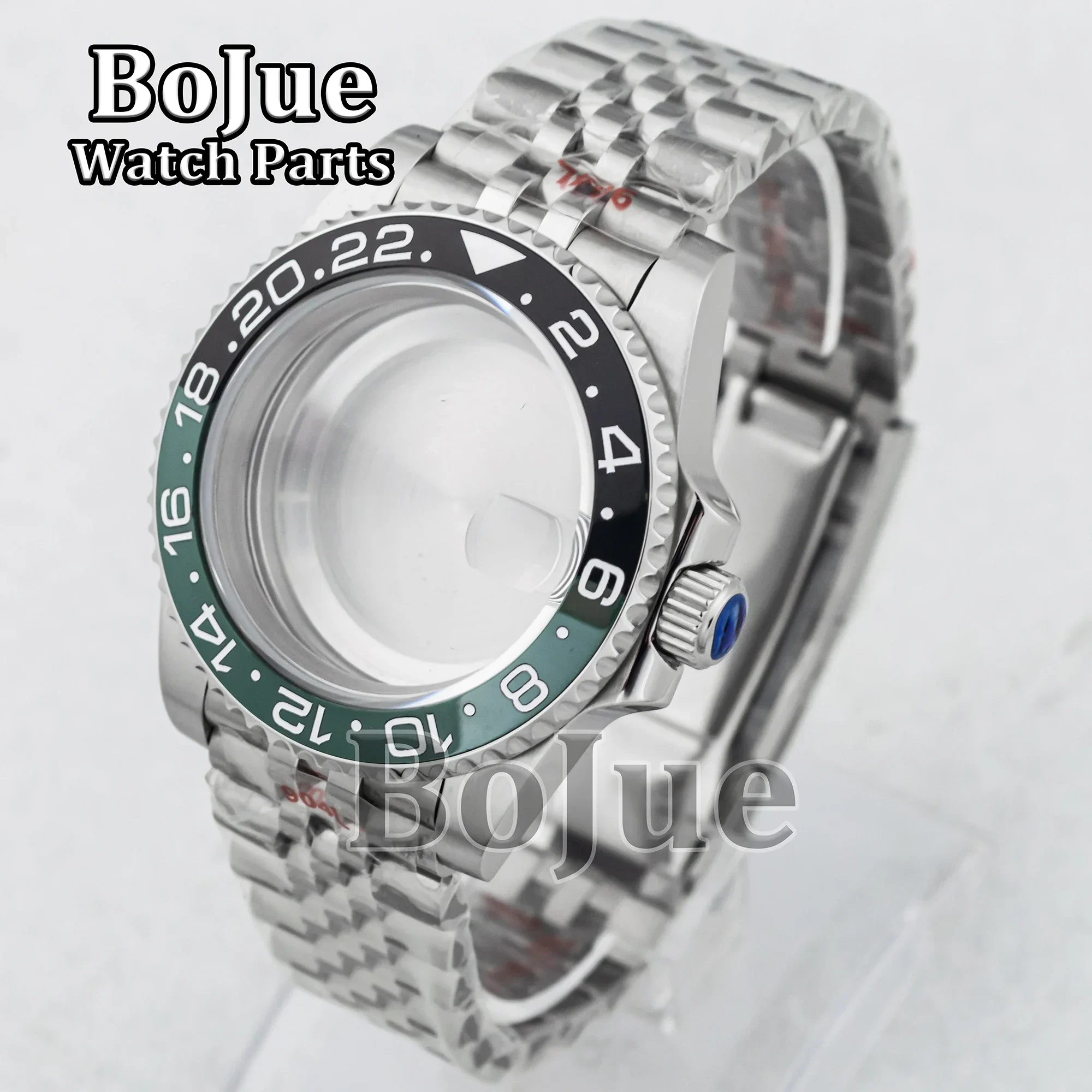 Black Green Ceramic Bezel 40mm Case Watch Jubilee Strap Bracelet Parts For MOD GMT Seiko nh34 nh35 nh36 Movement Dial Waterproof