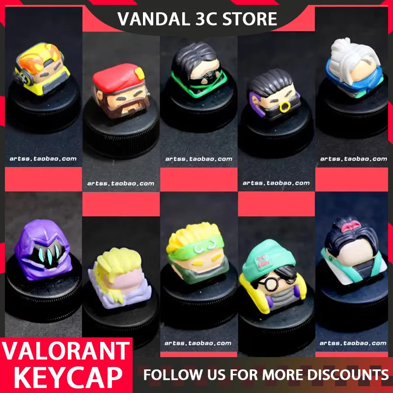 

Valorant Keycap Oem Customized 3d Three-Dimensional Resin High Quality Cross Axial Keycaps Sova Reyna Omen Cypher Sage Jett Skye