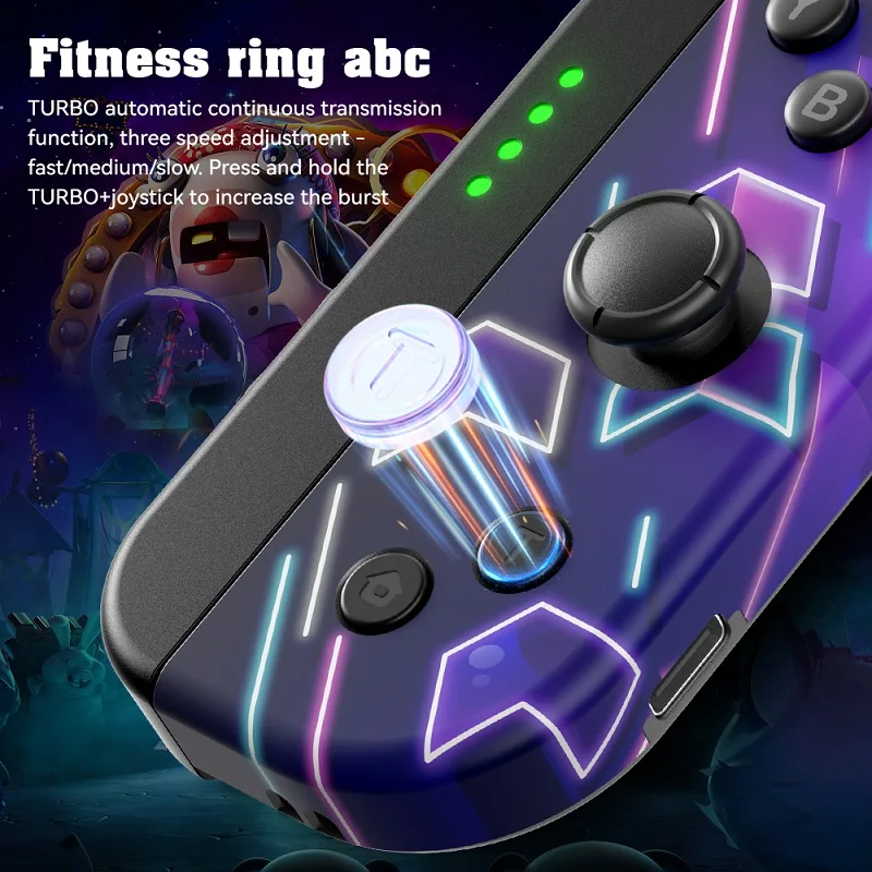 Imagem -04 - Controlador Turbo com Padrão de Vibração Colorido Fit para Nintendo Switch Oled Lite Jogos Acessórios Perfeito Trabalho