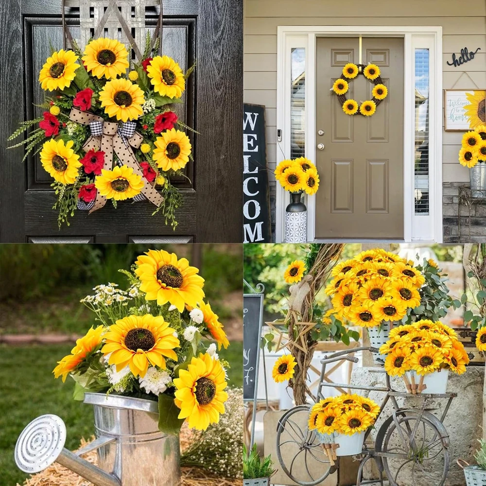 Künstliche Blumen Sonnenblumen Vase Garten Zuhause Zimmer Tisch Herbst Halloween Dekoration Hochzeitsstrauß Festival Outdoor Garten DIY Geschenke – Detail 1