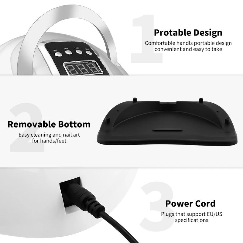 Lampada UV di aggiornamento X11, schermo di visualizzazione HD: 4 impostazioni del timer, fondo staccabile, polimerizzazione rapida per tutti i gel per unghie, lampada UV professionale e portatile