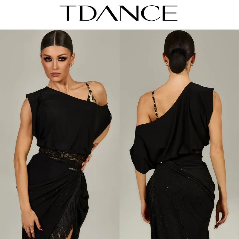

Индивидуальный пошив TDANCE National Standard Latin [Топ с одним рукавом и кружевом] для ежедневных тренировок, сексуальный, для учителей, модель GL-236
