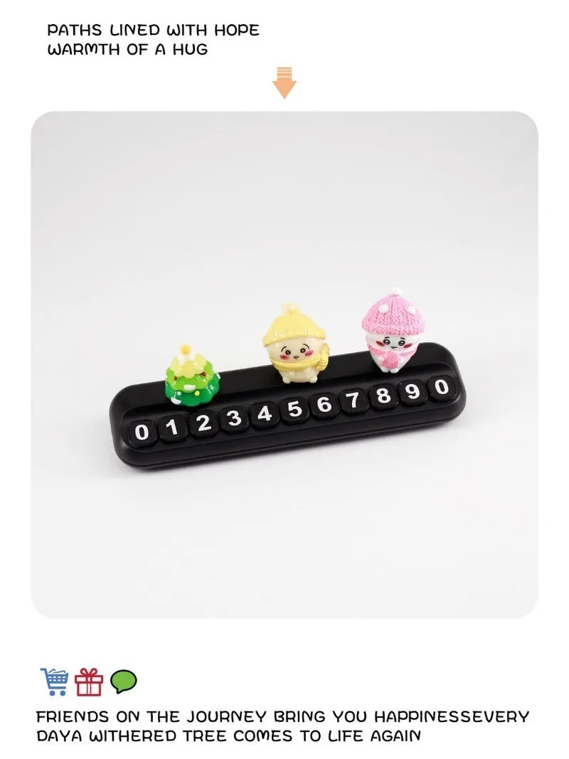 Chiikawa Temporary Parking Number Plate Cute Car Phone Sign Dashboard Ornament Auto Interior Decor Hachiware Usagi Car Accessory - view 5