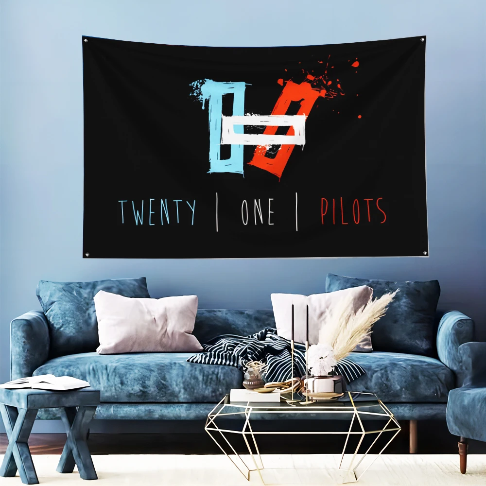 3x5 Ft Group Twenty One Pilots Flag Polyester Digital Printing Banner for Garage Wall Art Out Door Decoration With Grommets