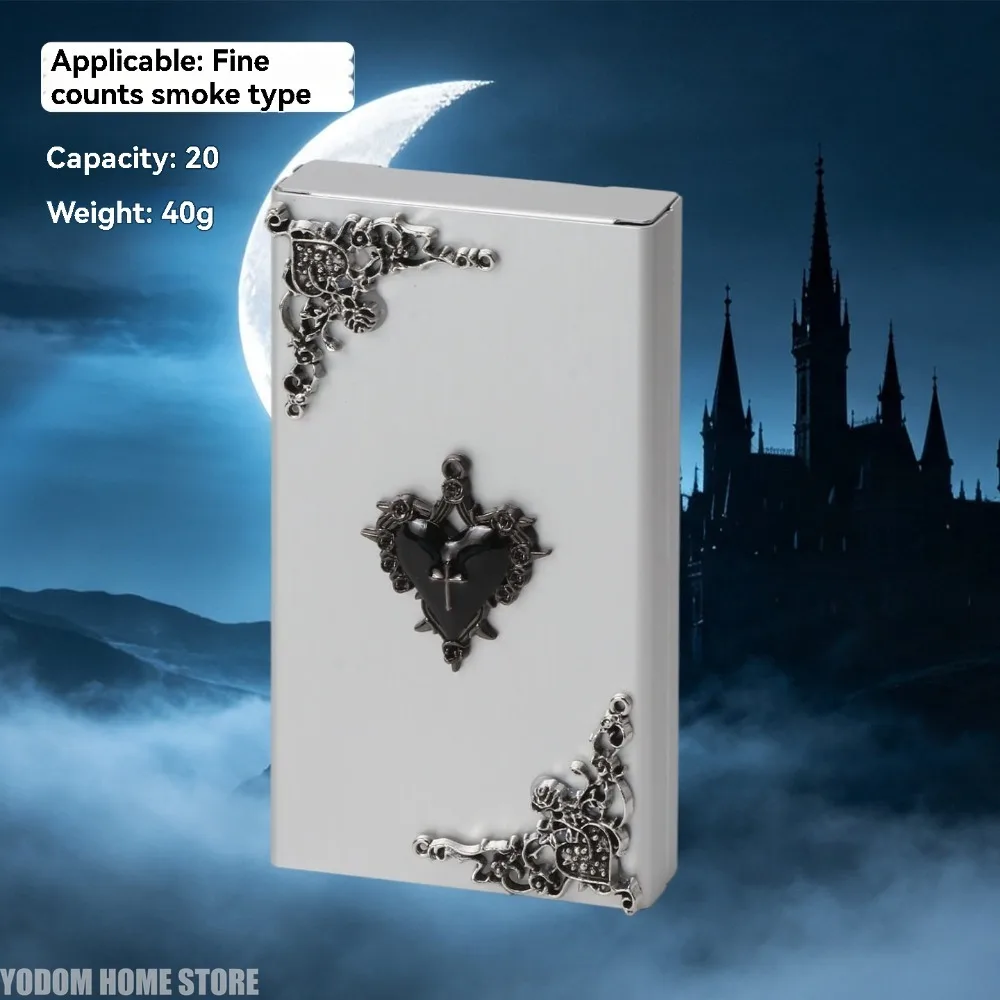 Sliding Cover Cigarette Case Men Dark Gothic Portable Cigarette Box Ultra‑Slim 20‑Piece Cigarette Storage Box