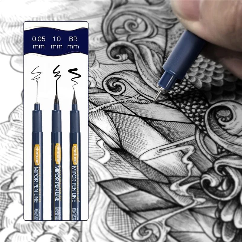 Ensemble de stylos japonais Sakura Pigma Micron, marqueurs noirs, doublure pigmentée, croquis d\'art manga, dessin, conception de bande dessinée, 12