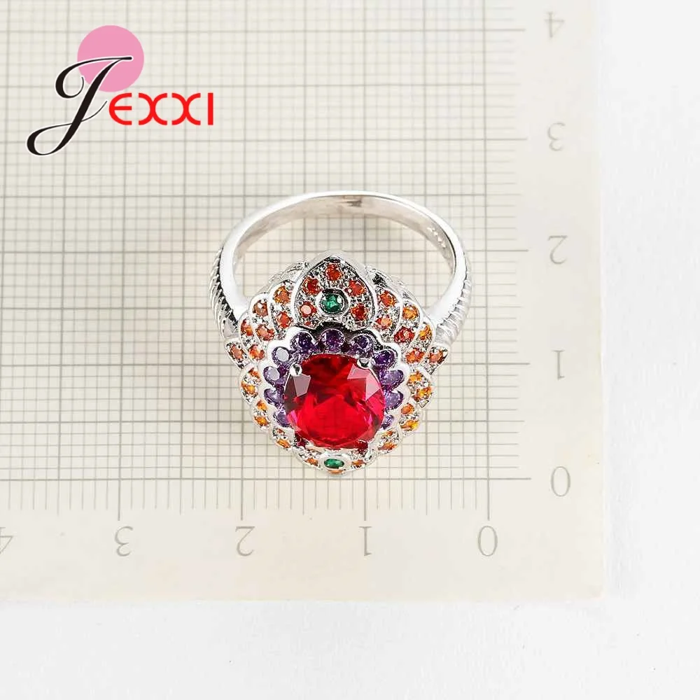 Bohemia Style Fashion Colorful CZ Party Wedding Rings For Women Gift 925 Sterling Silver Anniversary Engagement Ring