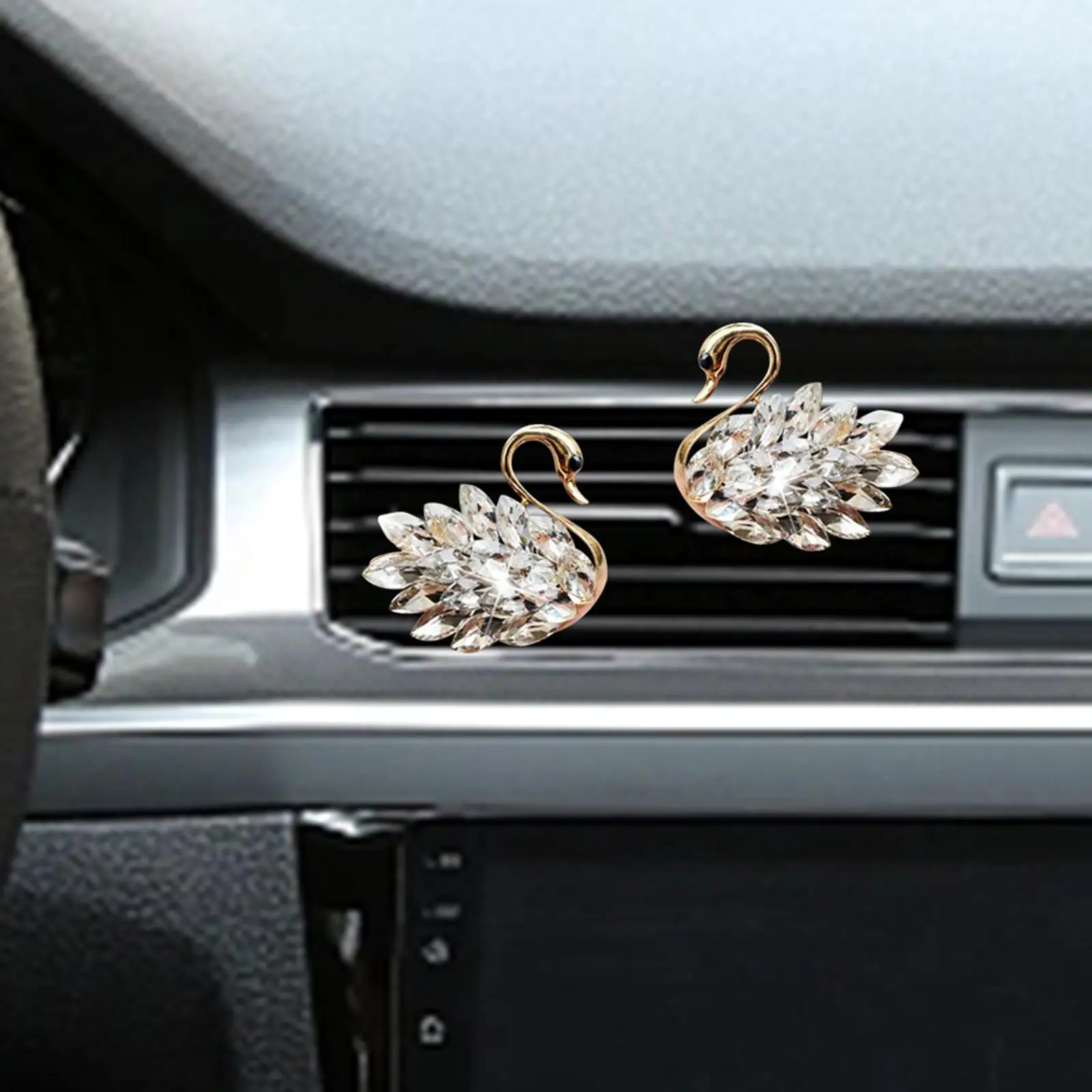 2x Car Air Outlet Fresheners Diffuser Clip Swan Shape Shining Car Accsesories Metal Cute Sparkling Rhinestones Vehicles Decor