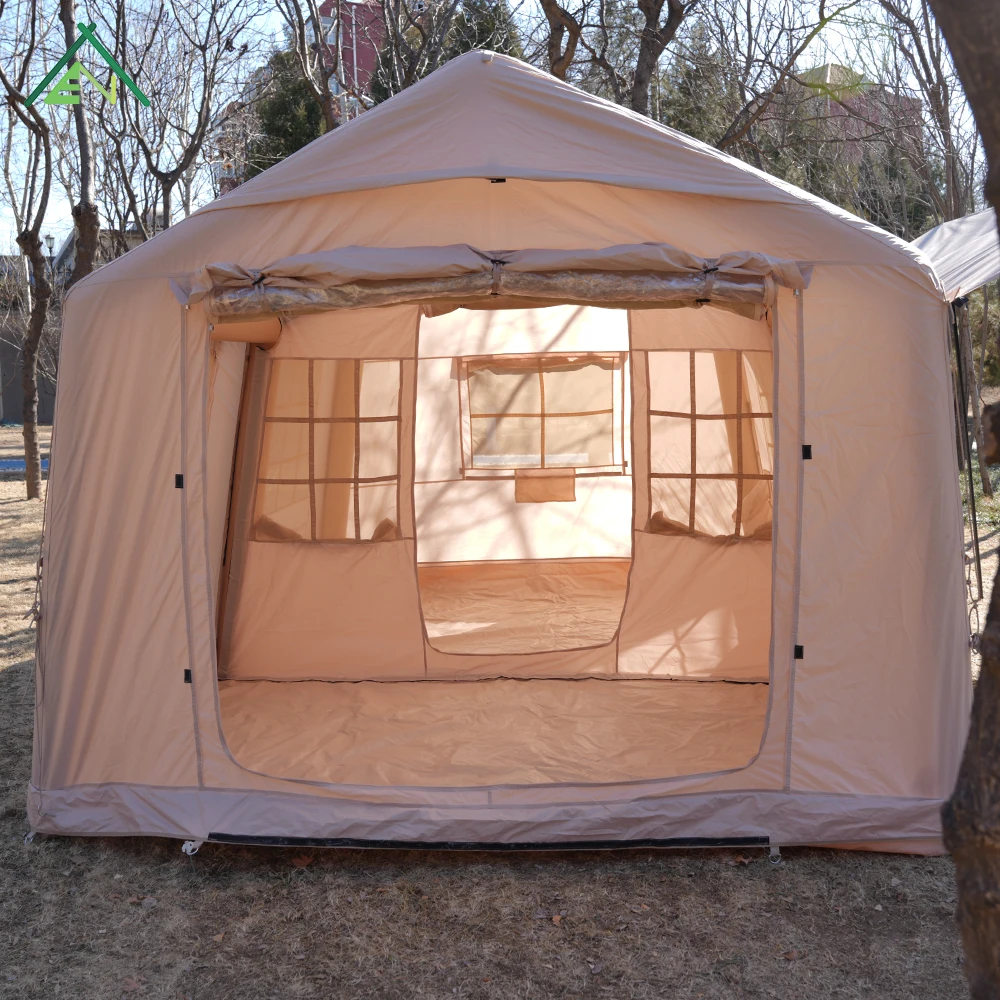 Luxury Inflatable Tent Outdoor Glamping Waterproof 17.28sqm Large Space Air Tent For Family Camping